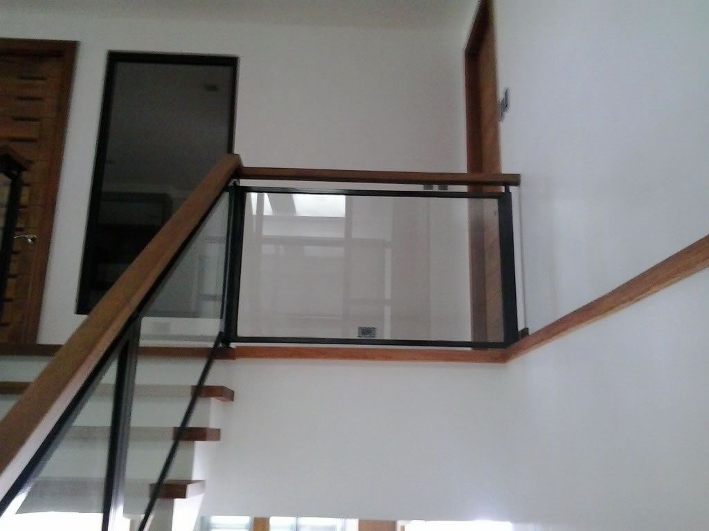Stair Clear Tempered Glass with Wrought Iron Frame Stair Clear Tempered Glass with Wrought Iron Frame