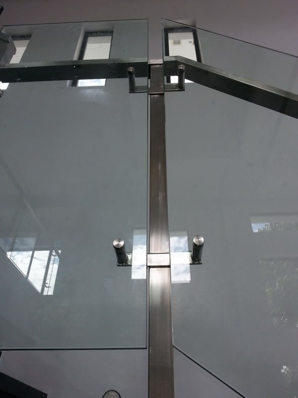 Glass Stair Railing in Stainless Frame Hairline Glass Stair Railing in Stainless Frame Hairline