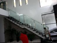 Glass Stair Railing in Stainless Frame Hairline Glass Stair Railing in Stainless Frame Hairline